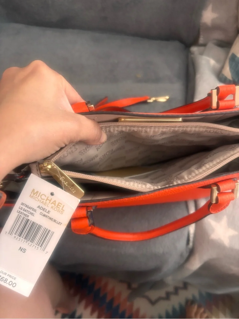 Gorgeous Michael Kors Bright Orange Leather Satchel with Detachable Strap